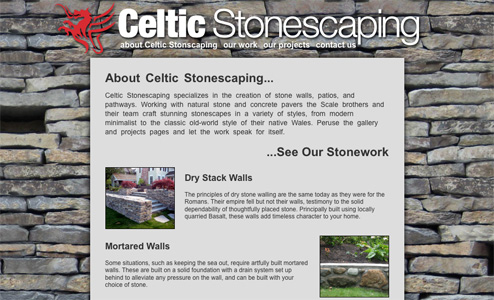 celticstonescaping.com - budget conscious work portfolio wesite with search engine optimization as focus